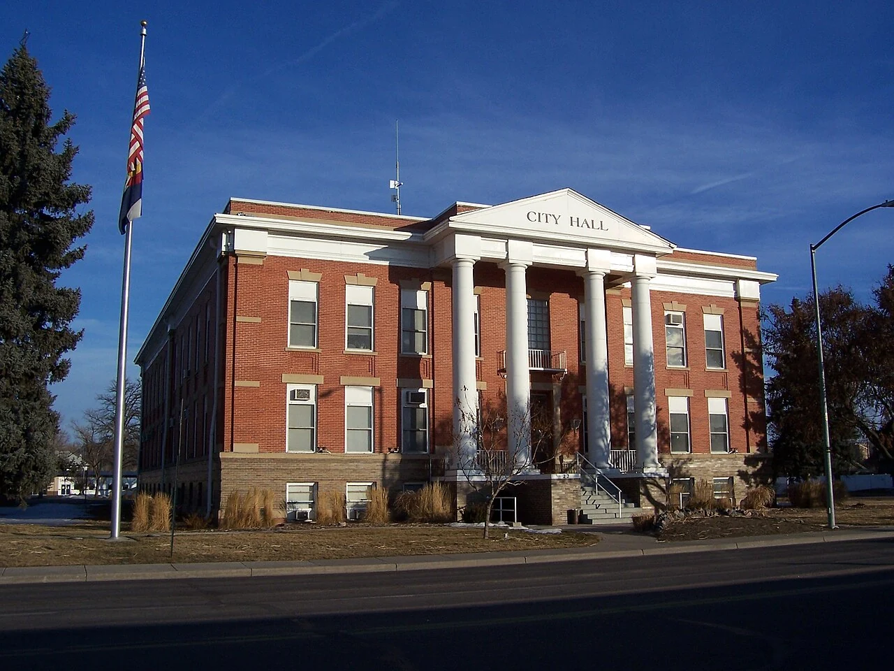 Historic red-brick Adams County Courthouse in Brighton